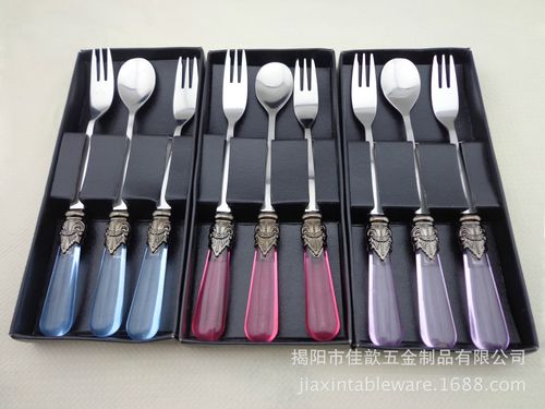 广东揭阳厂家专业生产出口产品塑料柄叉勺套装叉子勺子套装塑料柄出口